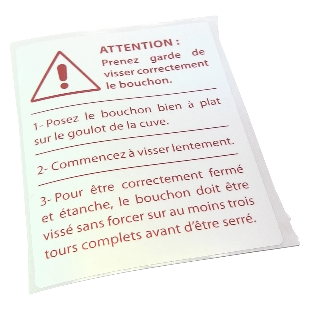 ETIQUETTE SECURITE BOUCHON